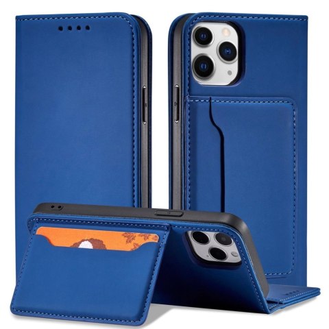 Magnet Card Case etui do iPhone 12 Pro pokrowiec portfel na karty kartę podstawka niebieski Magnet Card Case etui do iPhone 12 Pro pokrowiec portfel na karty kartę podstawka niebieski
