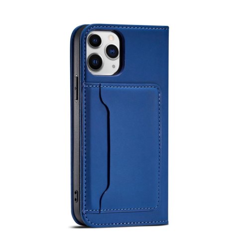 Magnet Card Case etui do iPhone 12 Pro pokrowiec portfel na karty kartę podstawka niebieski Magnet Card Case etui do iPhone 12 Pro pokrowiec portfel na karty kartę podstawka niebieski