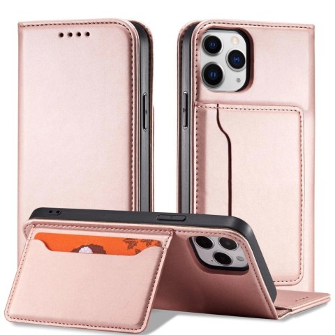 Magnet Card Case etui do iPhone 12 Pro pokrowiec portfel na karty kartę podstawka różowy Magnet Card Case etui do iPhone 12 Pro pokrowiec portfel na karty kartę podstawka różowy