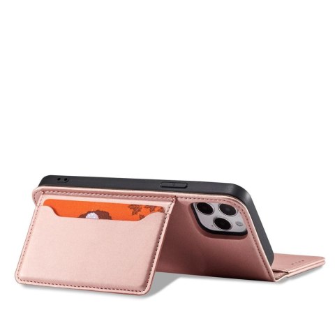 Magnet Card Case etui do iPhone 12 Pro pokrowiec portfel na karty kartę podstawka różowy Magnet Card Case etui do iPhone 12 Pro pokrowiec portfel na karty kartę podstawka różowy