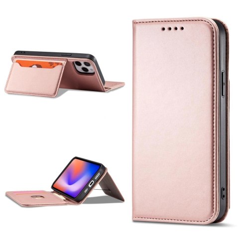 Magnet Card Case etui do iPhone 12 Pro pokrowiec portfel na karty kartę podstawka różowy Magnet Card Case etui do iPhone 12 Pro pokrowiec portfel na karty kartę podstawka różowy