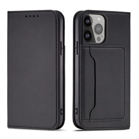 Magnet Card Case etui do iPhone 13 Pro Max pokrowiec portfel na karty kartę podstawka czarny Magnet Card Case etui do iPhone 13 Pro Max pokrowiec portfel na karty kartę podstawka czarny
