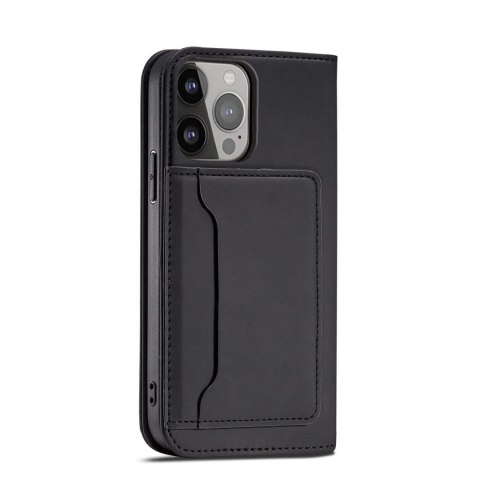 Magnet Card Case etui do iPhone 13 Pro Max pokrowiec portfel na karty kartę podstawka czarny Magnet Card Case etui do iPhone 13 Pro Max pokrowiec portfel na karty kartę podstawka czarny