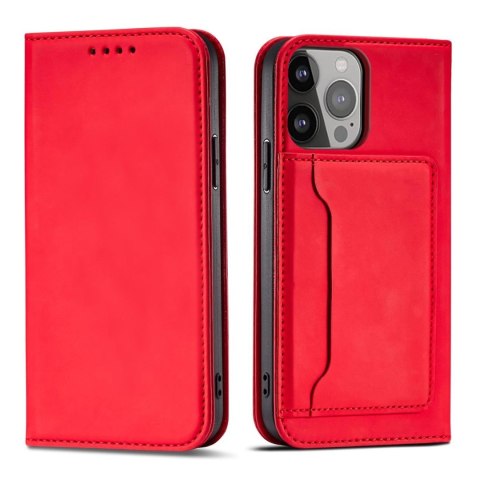 Magnet Card Case etui do iPhone 13 Pro Max pokrowiec portfel na karty kartę podstawka czerwony Magnet Card Case etui do iPhone 13 Pro Max pokrowiec portfel na karty kartę podstawka czerwony