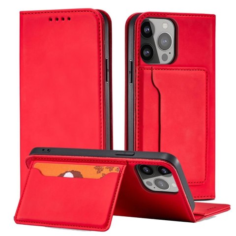 Magnet Card Case etui do iPhone 13 Pro Max pokrowiec portfel na karty kartę podstawka czerwony Magnet Card Case etui do iPhone 13 Pro Max pokrowiec portfel na karty kartę podstawka czerwony