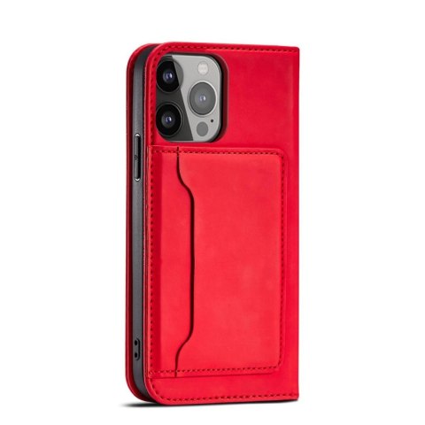 Magnet Card Case etui do iPhone 13 Pro Max pokrowiec portfel na karty kartę podstawka czerwony Magnet Card Case etui do iPhone 13 Pro Max pokrowiec portfel na karty kartę podstawka czerwony