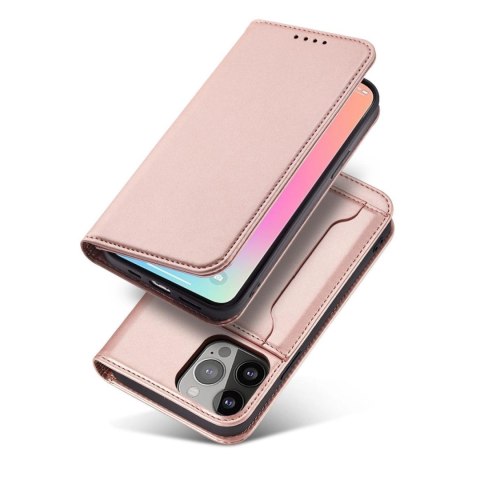 Magnet Card Case etui do iPhone 13 Pro Max pokrowiec portfel na karty kartę podstawka różowy Magnet Card Case etui do iPhone 13 Pro Max pokrowiec portfel na karty kartę podstawka różowy