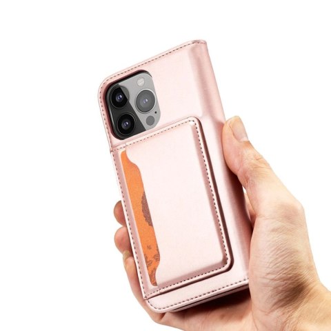 Magnet Card Case etui do iPhone 13 Pro Max pokrowiec portfel na karty kartę podstawka różowy Magnet Card Case etui do iPhone 13 Pro Max pokrowiec portfel na karty kartę podstawka różowy