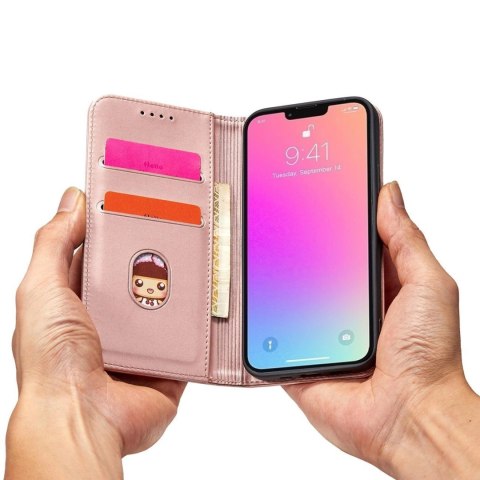 Magnet Card Case etui do iPhone 13 Pro Max pokrowiec portfel na karty kartę podstawka różowy Magnet Card Case etui do iPhone 13 Pro Max pokrowiec portfel na karty kartę podstawka różowy