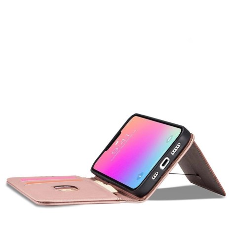Magnet Card Case etui do iPhone 13 Pro Max pokrowiec portfel na karty kartę podstawka różowy Magnet Card Case etui do iPhone 13 Pro Max pokrowiec portfel na karty kartę podstawka różowy