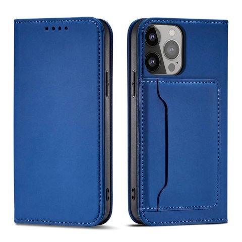 Magnet Card Case etui do iPhone 13 Pro pokrowiec portfel na karty kartę podstawka niebieski Magnet Card Case etui do iPhone 13 Pro pokrowiec portfel na karty kartę podstawka niebieski