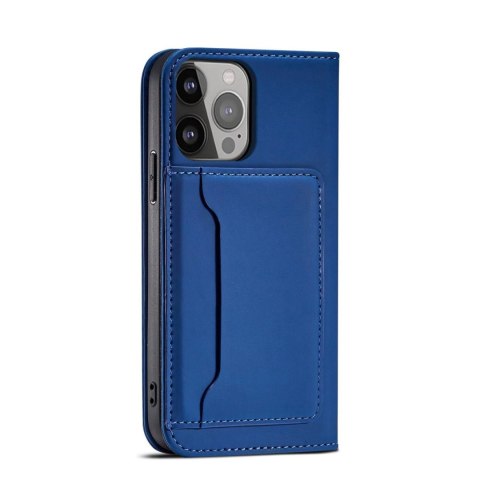 Magnet Card Case etui do iPhone 13 Pro pokrowiec portfel na karty kartę podstawka niebieski Magnet Card Case etui do iPhone 13 Pro pokrowiec portfel na karty kartę podstawka niebieski