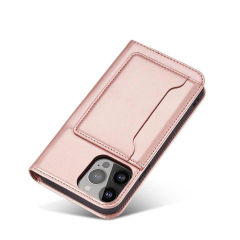 Magnet Card Case etui do iPhone 13 Pro pokrowiec portfel na karty kartę podstawka różowy Magnet Card Case etui do iPhone 13 Pro pokrowiec portfel na karty kartę podstawka różowy