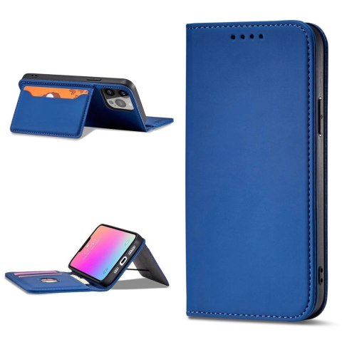 Magnet Card Case etui do iPhone 13 pokrowiec portfel na karty kartę podstawka niebieski Magnet Card Case etui do iPhone 13 pokrowiec portfel na karty kartę podstawka niebieski