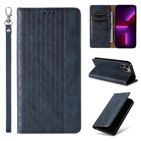 Magnet Strap Case etui do iPhone 12 Pro Max pokrowiec portfel + mini smycz zawieszka niebieski Magnet Strap Case etui do iPhone 12 Pro Max pokrowiec portfel + mini smycz zawieszka niebieski
