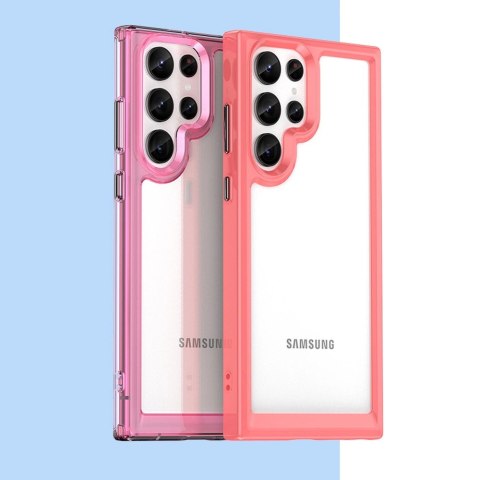 Outer Space Case etui do Samsung Galaxy S22 Ultra sztywny pokrowiec z żelową ramką czerwony Outer Space Case etui do Samsung Galaxy S22 Ultra sztywny pokrowiec z żelową ramką czerwony