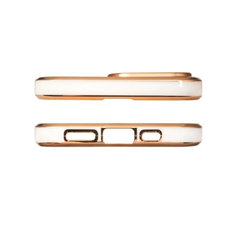 Lighting Color Case etui do Samsung Galaxy A12 5G żelowy pokrowiec ze złotą ramką biały Lighting Color Case etui do Samsung Galaxy A12 5G żelowy pokrowiec ze złotą ramką biały