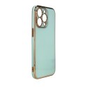 Lighting Color Case etui do iPhone 12 Pro Max żelowy pokrowiec ze złotą ramką miętowy