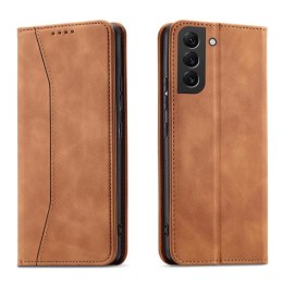 Magnet Fancy Case etui do Samsung Galaxy S22+ (S22 Plus) pokrowiec portfel na karty kartę podstawka brązowy
