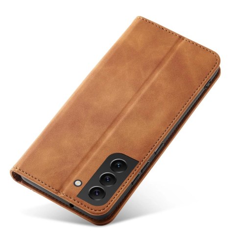 Magnet Fancy Case etui do Samsung Galaxy S22+ (S22 Plus) pokrowiec portfel na karty kartę podstawka brązowy Magnet Fancy Case etui do Samsung Galaxy S22+ (S22 Plus) pokrowiec portfel na karty kartę podstawka brązowy