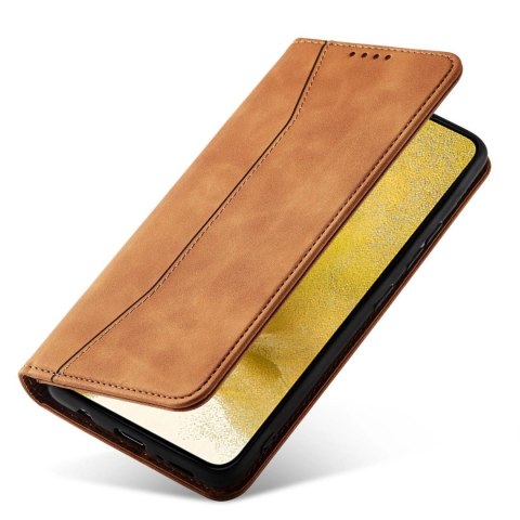 Magnet Fancy Case etui do Samsung Galaxy S22+ (S22 Plus) pokrowiec portfel na karty kartę podstawka brązowy Magnet Fancy Case etui do Samsung Galaxy S22+ (S22 Plus) pokrowiec portfel na karty kartę podstawka brązowy