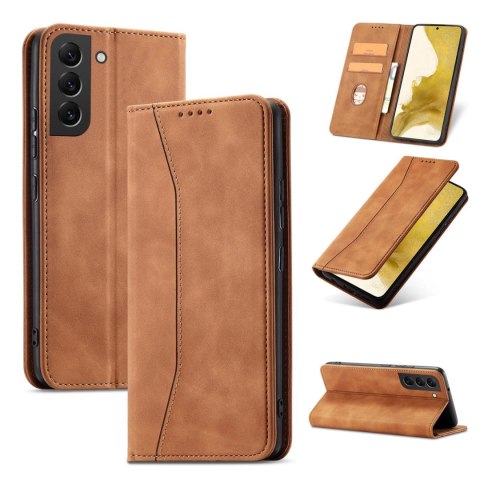 Magnet Fancy Case etui do Samsung Galaxy S22+ (S22 Plus) pokrowiec portfel na karty kartę podstawka brązowy Magnet Fancy Case etui do Samsung Galaxy S22+ (S22 Plus) pokrowiec portfel na karty kartę podstawka brązowy