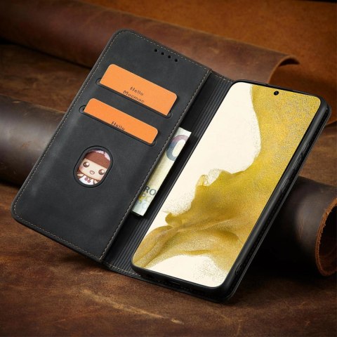 Magnet Fancy Case etui do Samsung Galaxy S22+ (S22 Plus) pokrowiec portfel na karty kartę podstawka czarny Magnet Fancy Case etui do Samsung Galaxy S22+ (S22 Plus) pokrowiec portfel na karty kartę podstawka czarny