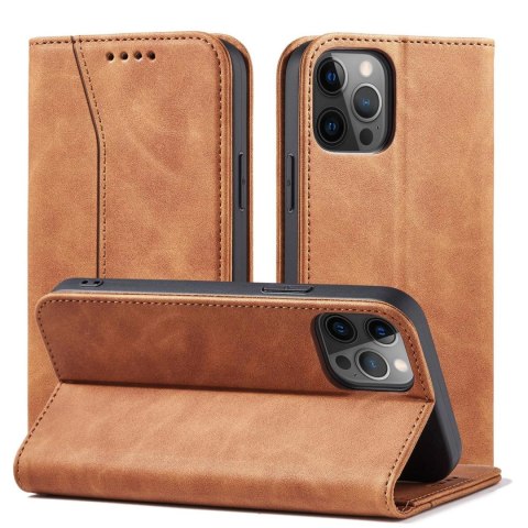 Magnet Fancy Case etui do iPhone 12 Pro Max pokrowiec portfel na karty kartę podstawka brązowy Magnet Fancy Case etui do iPhone 12 Pro Max pokrowiec portfel na karty kartę podstawka brązowy