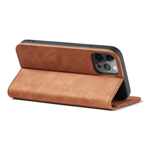 Magnet Fancy Case etui do iPhone 12 Pro Max pokrowiec portfel na karty kartę podstawka brązowy Magnet Fancy Case etui do iPhone 12 Pro Max pokrowiec portfel na karty kartę podstawka brązowy