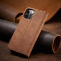 Magnet Fancy Case etui do iPhone 12 Pro Max pokrowiec portfel na karty kartę podstawka brązowy