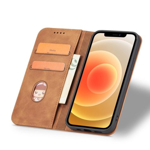 Magnet Fancy Case etui do iPhone 12 Pro Max pokrowiec portfel na karty kartę podstawka brązowy Magnet Fancy Case etui do iPhone 12 Pro Max pokrowiec portfel na karty kartę podstawka brązowy