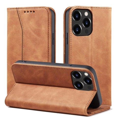 Magnet Fancy Case etui do iPhone 13 Pro Max pokrowiec portfel na karty kartę podstawka brązowy Magnet Fancy Case etui do iPhone 13 Pro Max pokrowiec portfel na karty kartę podstawka brązowy