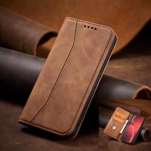 Magnet Fancy Case etui do iPhone 13 Pro Max pokrowiec portfel na karty kartę podstawka brązowy Magnet Fancy Case etui do iPhone 13 Pro Max pokrowiec portfel na karty kartę podstawka brązowy