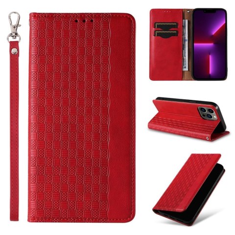 Magnet Strap Case etui do iPhone 12 Pro Max pokrowiec portfel + mini smycz zawieszka czerwony Magnet Strap Case etui do iPhone 12 Pro Max pokrowiec portfel + mini smycz zawieszka czerwony