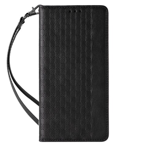 Magnet Strap Case etui do iPhone 13 Pro Max pokrowiec portfel + mini smycz zawieszka czarny Magnet Strap Case etui do iPhone 13 Pro Max pokrowiec portfel + mini smycz zawieszka czarny