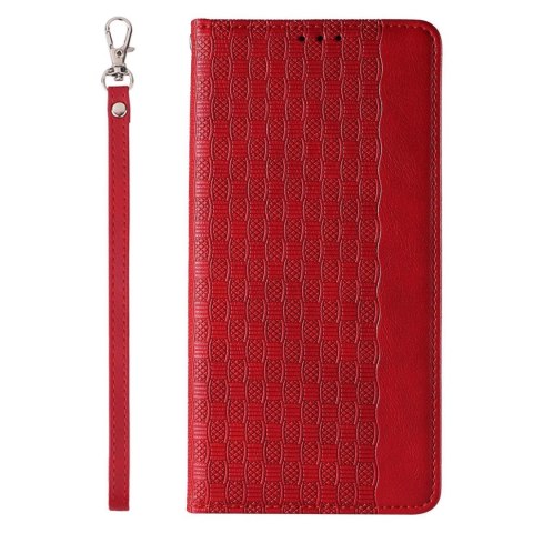 Magnet Strap Case etui do iPhone 13 Pro Max pokrowiec portfel + mini smycz zawieszka czerwony Magnet Strap Case etui do iPhone 13 Pro Max pokrowiec portfel + mini smycz zawieszka czerwony