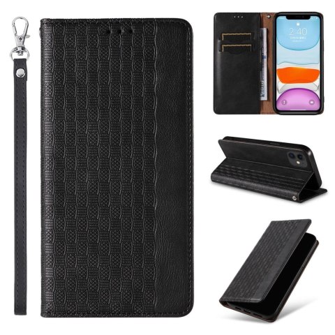 Magnet Strap Case etui do iPhone 13 mini pokrowiec portfel + mini smycz zawieszka czarny Magnet Strap Case etui do iPhone 13 mini pokrowiec portfel + mini smycz zawieszka czarny