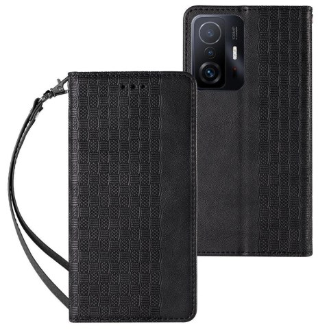 Magnet Strap Case etui do Xiaomi Redmi Note 11 Pro pokrowiec portfel + mini smycz zawieszka czarny Magnet Strap Case etui do Xiaomi Redmi Note 11 Pro pokrowiec portfel + mini smycz zawieszka czarny
