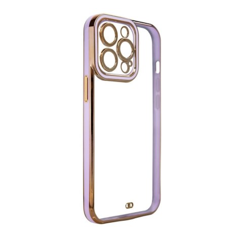 Fashion Case etui do Samsung Galaxy A12 5G żelowy pokrowiec ze złotą ramką fioletowy Fashion Case etui do Samsung Galaxy A12 5G żelowy pokrowiec ze złotą ramką fioletowy