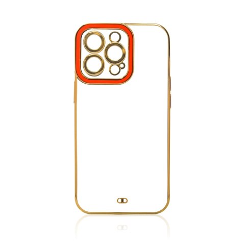 Fashion Case etui do iPhone 13 Pro Max żelowy pokrowiec ze złotą ramką czerwony Fashion Case etui do iPhone 13 Pro Max żelowy pokrowiec ze złotą ramką czerwony