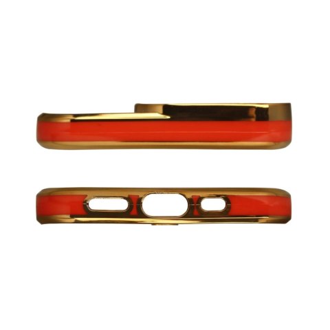 Fashion Case etui do iPhone 13 Pro żelowy pokrowiec ze złotą ramką czerwony Fashion Case etui do iPhone 13 Pro żelowy pokrowiec ze złotą ramką czerwony