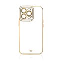 Fashion Case etui do Xiaomi Redmi Note 11 Pro żelowy pokrowiec ze złotą ramką biały Fashion Case etui do Xiaomi Redmi Note 11 Pro żelowy pokrowiec ze złotą ramką biały
