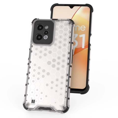 Honeycomb etui pancerny pokrowiec z żelową ramką Realme C31 przezroczysty Honeycomb etui pancerny pokrowiec z żelową ramką Realme C31 przezroczysty