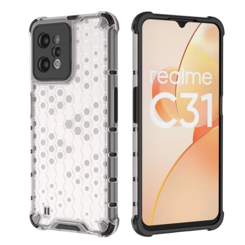 Honeycomb etui pancerny pokrowiec z żelową ramką Realme C31 przezroczysty Honeycomb etui pancerny pokrowiec z żelową ramką Realme C31 przezroczysty