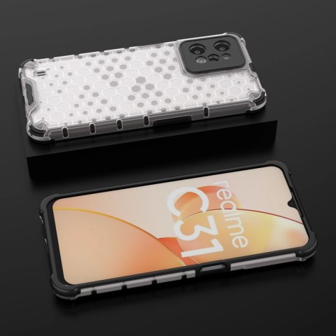 Honeycomb etui pancerny pokrowiec z żelową ramką Realme C31 przezroczysty Honeycomb etui pancerny pokrowiec z żelową ramką Realme C31 przezroczysty