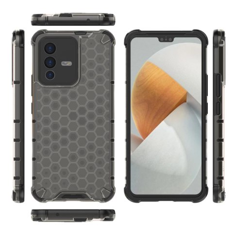 Honeycomb etui pancerny pokrowiec z żelową ramką Vivo V23 5G czarny Honeycomb etui pancerny pokrowiec z żelową ramką Vivo V23 5G czarny