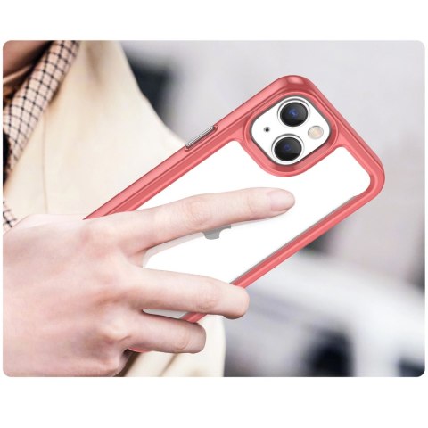 Outer Space Case etui iPhone 14 Plus sztywny pokrowiec z żelową ramką czerwony Outer Space Case etui iPhone 14 Plus sztywny pokrowiec z żelową ramką czerwony