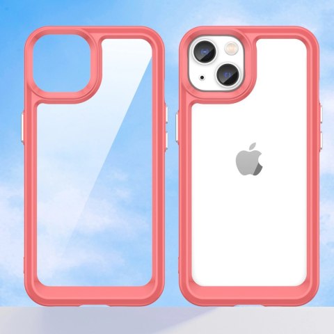 Outer Space Case etui iPhone 14 Plus sztywny pokrowiec z żelową ramką czerwony Outer Space Case etui iPhone 14 Plus sztywny pokrowiec z żelową ramką czerwony
