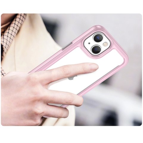 Outer Space Case etui iPhone 14 Plus sztywny pokrowiec z żelową ramką różowy Outer Space Case etui iPhone 14 Plus sztywny pokrowiec z żelową ramką różowy