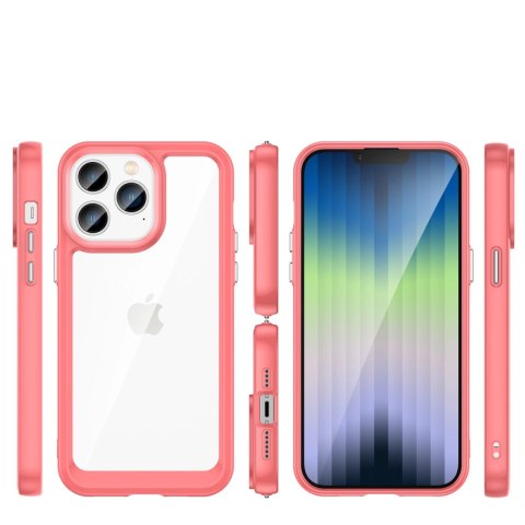 Outer Space Case etui iPhone 14 Pro Max sztywny pokrowiec z żelową ramką czerwony Outer Space Case etui iPhone 14 Pro Max sztywny pokrowiec z żelową ramką czerwony